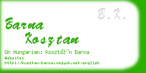 barna kosztan business card